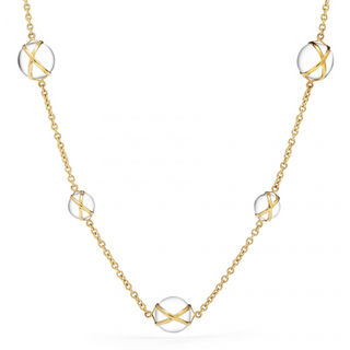 L. Klein 18K Gold Rock Crystals Station Necklace