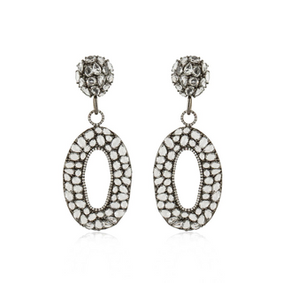 Vintage/Estate 18K White Gold Topazes Drop Earrings with Diamonds