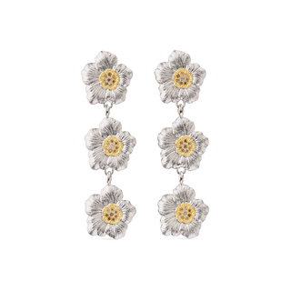 Buccellati Two-Tone Sterling Silver Diamonds Multi Drop Earrings