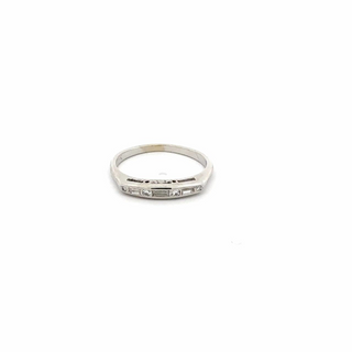 Art Deco White 14K Gold Single-Cut Diamonds 7 Stone Band