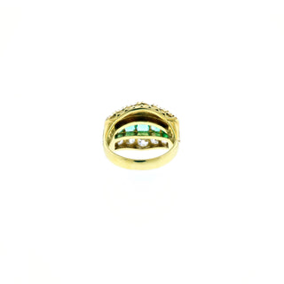 Victorian 18K Gold Emerald, Diamond and Split Pearl Ring