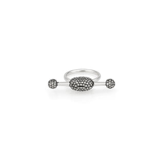 Vincent Peach Sterling Silver Diamond Cheval Ring