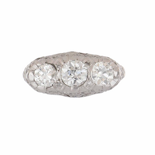 Art Deco 1.60 Carat Old European-Cut Diamonds Three Stone Engagement Ring