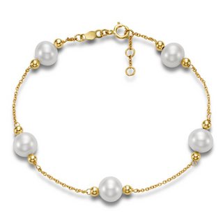 Mastoloni 14K Gold Freshwater Pearl Station Bracelet