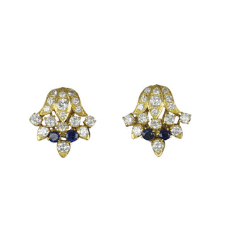 Tenenbaum Workshop 18K Gold Diamonds Spray Earrings with Sapphires