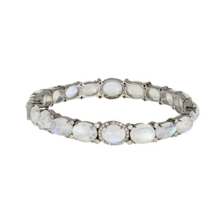 Maharaja Sterling Silver Moonstone Bangle with Diamonds