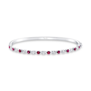 Tenenbaum Collection 18K White Gold Ruby and Diamond Bangle Bracelet