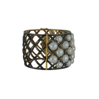 Maharaja Blackened Gold & Silver Bangle Bracelet with Diamond