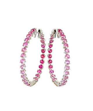 Lisa Nik 18K White Gold Ombré Pink Sapphire Hoop Earrings