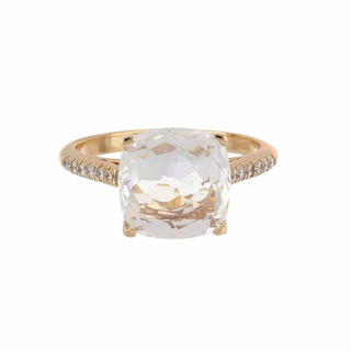 Lisa Nik 18K Rose Gold Rock Crystal Ring with Diamonds