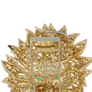 Van Cleef & Arpels 18K Gold Diamonds Brooch with Emeralds