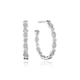 Verragio 18K White Gold Diamond Hoop Earrings