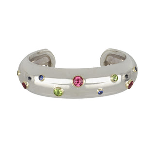 Tiffany & Co. Two-Tone Gold & Silver Peridot Bangle Bracelet with Rubellite Tourmalines