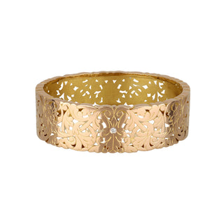 Victorian 18K Gold Pierced and Hinged Bangle