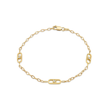 Load image into Gallery viewer, Michael M Yellow 14K Gold Round Cut Diamonds Link Bracelet
