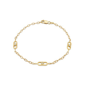 Michael M Yellow 14K Gold Round Cut Diamonds Link Bracelet