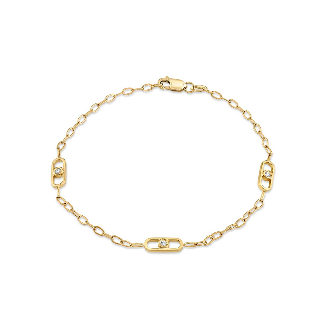 Michael M Yellow 14K Gold Round Cut Diamonds Link Bracelet