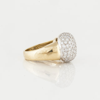 Vintage/Estate Two-Tone 18K Gold Diamonds Dome Ring