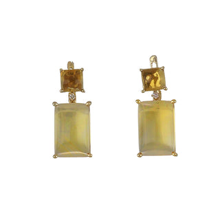 Tenenbaum Collection 14K Gold Citrine Drop Earrings with Diamond