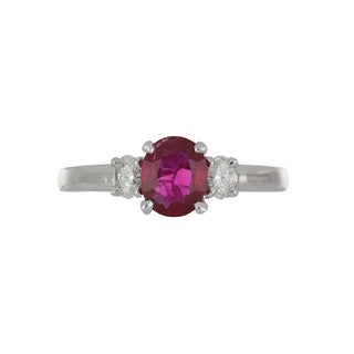 Vintage/Estate Platinum Ruby 3 Stone Ring with Diamonds