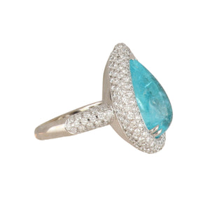 Alexander Laut 18K White Gold Diamonds Cocktail Ring with Paraiba Tourmaline