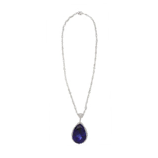 Vintage/Estate 18K White Gold Tanzanite Riviere Necklace with Diamonds