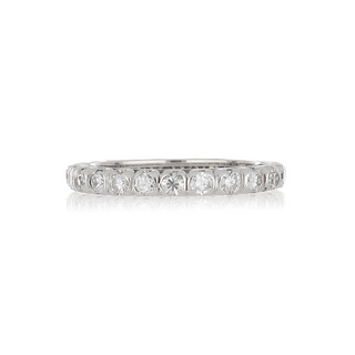 Retro 18K White Gold Round Cut Diamonds Eternity Band