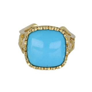 Estate 20K Gold Turquoise Cocktail Ring with Diamonds