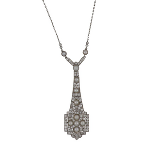 Vintage/Estate White Platinum Pendant Necklace with Diamonds