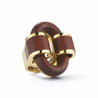 David Webb 18K Gold Bloodwood Buckle Ring