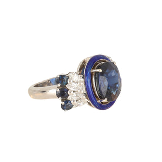 Vintage/Estate 18K White Gold Sapphire Solitaire Ring with Side Stones with Sapphires