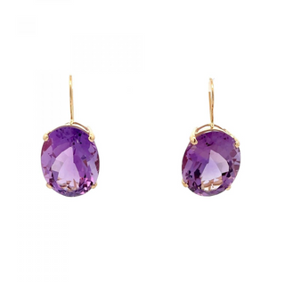 Vintage/Estate 18K Gold Amethysts Drop Earrings