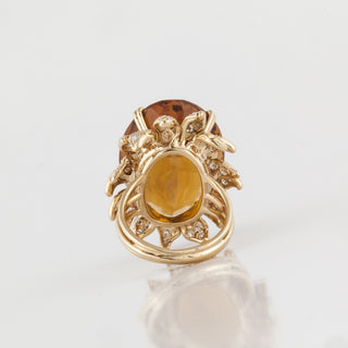 Vintage Julius Cohen18K Gold Citrine Ring with Diamonds