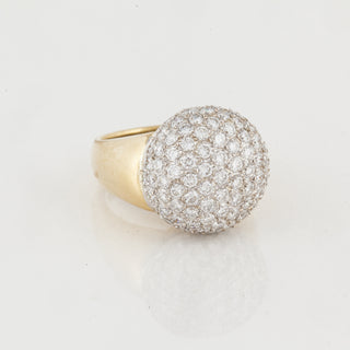 Vintage/Estate Two-Tone 18K Gold Diamonds Dome Ring