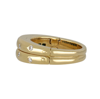 Estate 18K Gold Emerald Hinged Band with Diamonds