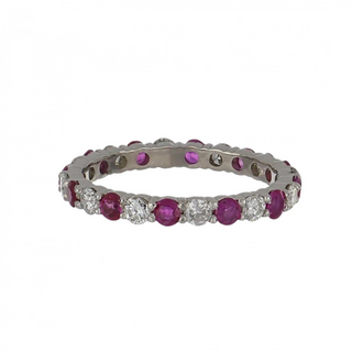 Tenenbaum Workshop White 14K Gold Diamonds Eternity Ring with Rubies