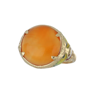 Signed 14K Gold Carnelian Solitaire Ring