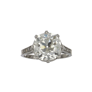 Tenenbaum Workshop GIA 4.63 Carat Old European-Cut Diamond Solitaire with Side Stones Engagement Ring