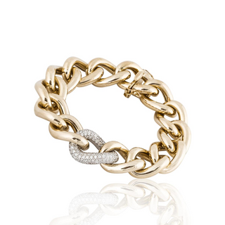 Estate 14K Gold Diamonds Link Bracelet