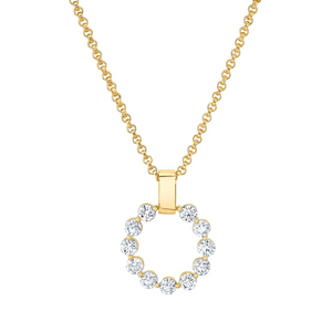 Michael M 14K Gold Round Cut Diamond Pendant Necklace