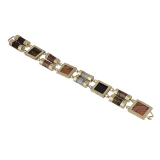 Victorian Scottish 14K Gold Agate Link Bracelet