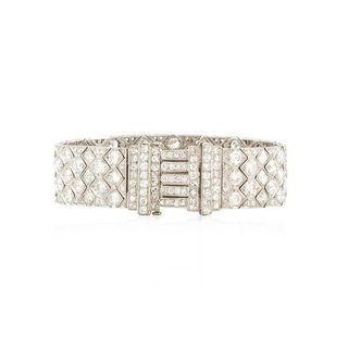 Art Deco Platinum Diamonds Link Bracelet