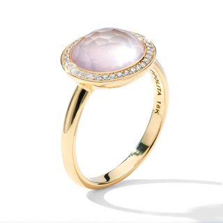 Ippolita 18K Gold Mother Of Pearl Ring with Diamond Halo