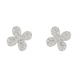 Tenenbaum Collection 18K White Gold Diamond Clover Stud Earrings