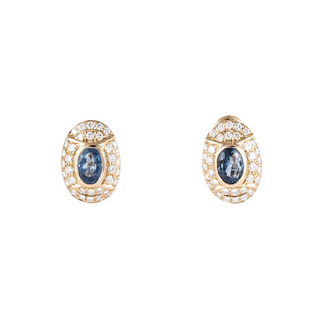 Vintage Collection 18K Gold Sapphires Clip Earrings with Diamonds