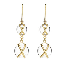 Load image into Gallery viewer, L.Klein 18K Gold Rock Crystal Double Drop Earrings
