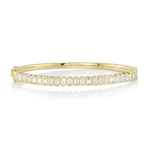 Shy Creation 14K Gold Baguette Diamond Bangle Bracelet