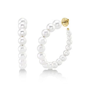 Shy Creation 14K Gold Pearl Hoop Earrings