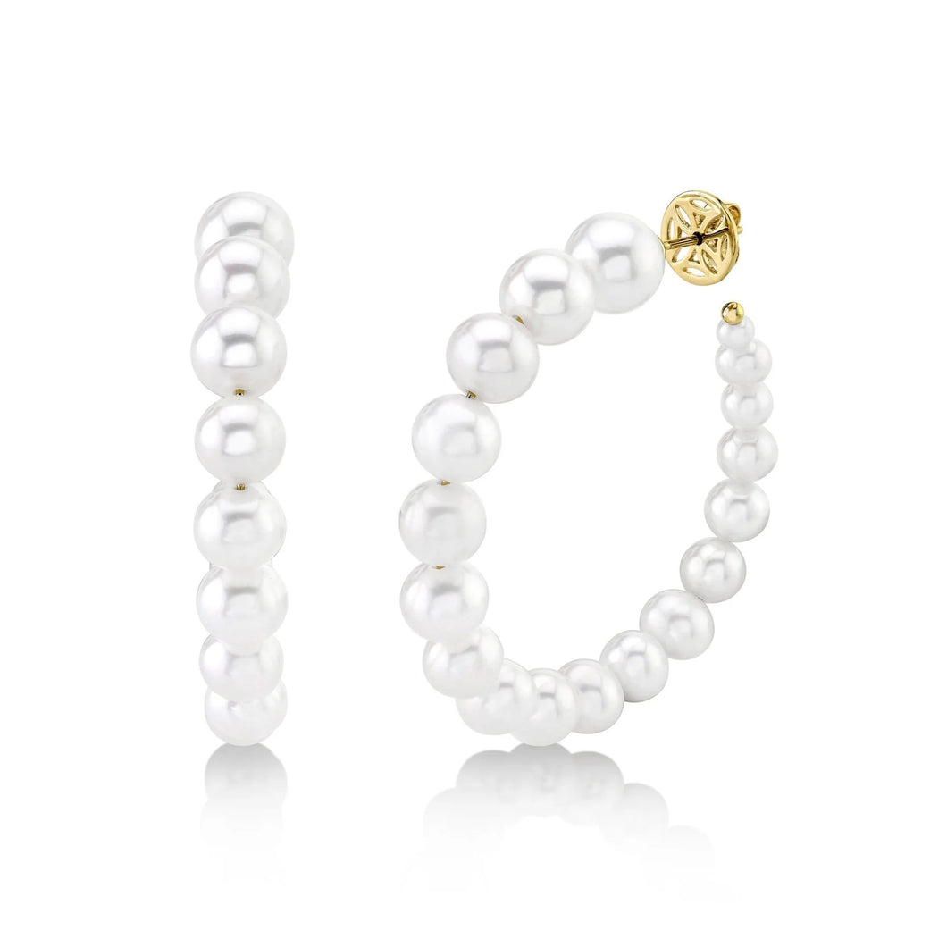 Shy Creation 14K Gold Pearl Hoop Earrings