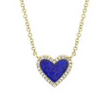 Load image into Gallery viewer, Shy Creation 14K Gold Lapis Heart Pendant Necklace
